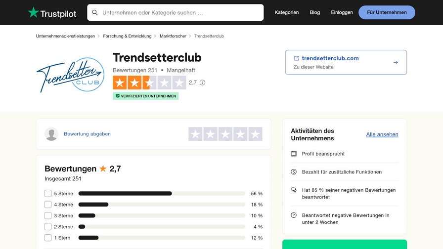 Trendsetterclub Bewertungen